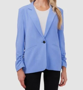 CeCe Women's Blue Relaxed 3/4 Sleeve Twill One-Button Blazer Jacket Size M - Picture 1 of 3