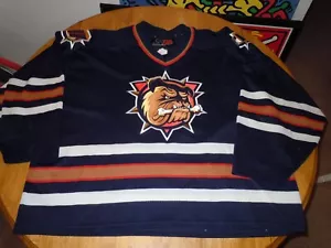 HAMILTON BULLDOGS JERSEY MENS XXL AHL HOCKEY OILERS VTG LATE 90'S Y2K BLUE SP - Picture 1 of 8