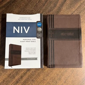 NIV Personal Size Giant Bible - Brown LeatherSoft - Picture 1 of 6