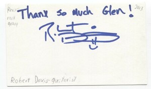 Revis - Robert Davis Signed 3x5 Index Card Autographed Signature Band