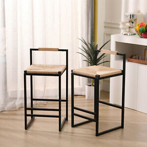 Set of 2 Bar Stools Modern Counter Height Bar Stools Kitchen Dining Chair US