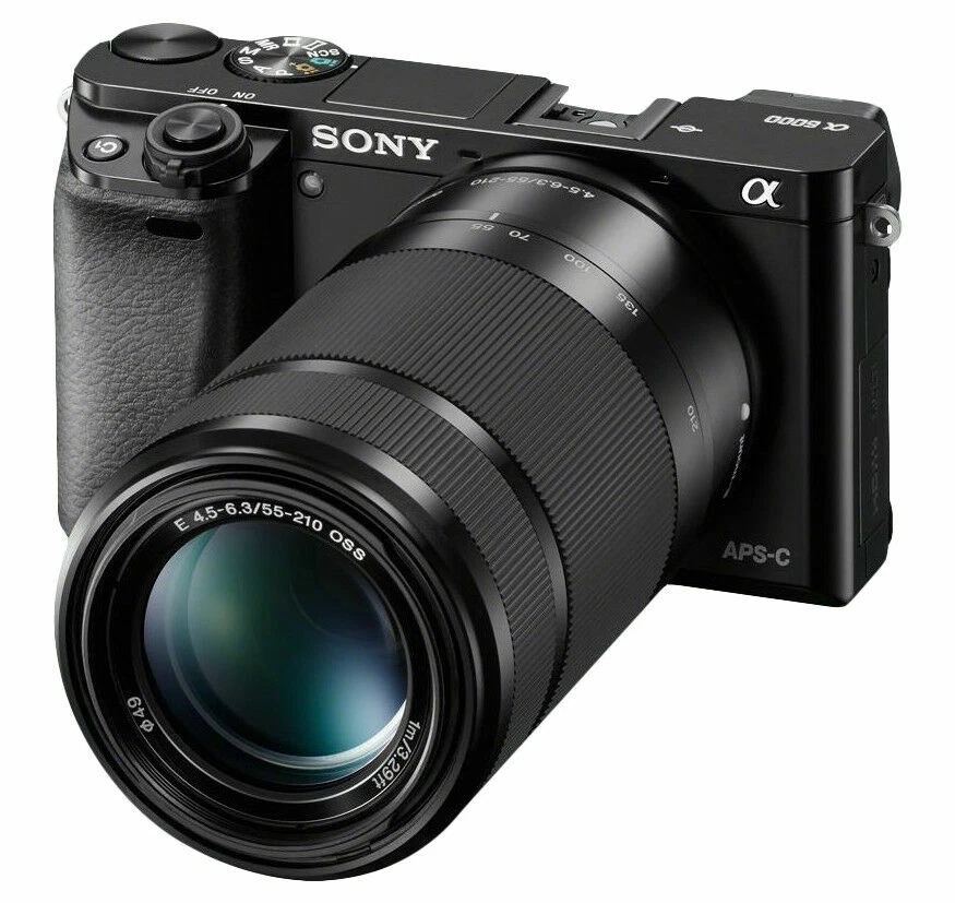 Sony Alpha A6000 24.3MP Digital Camera - Black (Kit with 16-50mm & 55-210mm Zoom Lenses)