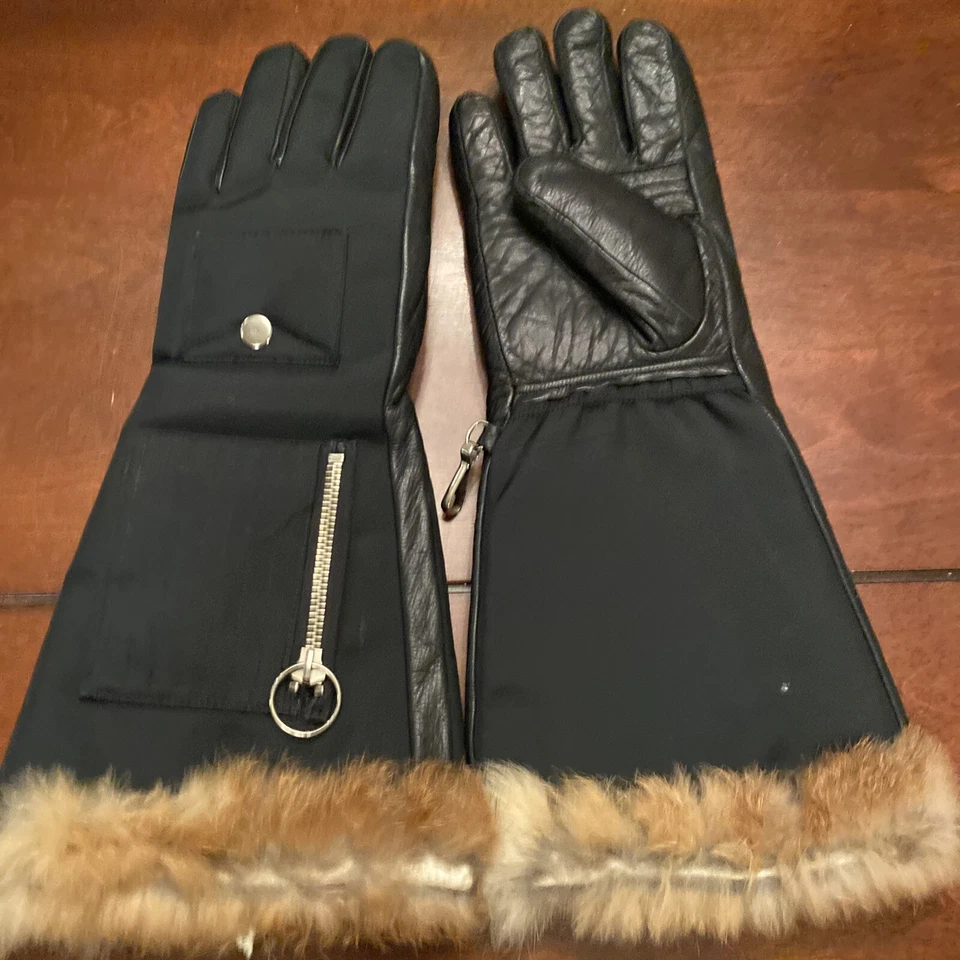 "De colección Damas ARIS Guantes de Esquí Cuero Nylon Puño de Piel 14"" Cremallera y Bolsillo a Presión. M-L" Foto 1 de 4