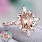 Crystal Rose Gold Filled Champagne Ring Wedding Cut Gorgeous Size 44357 Oval