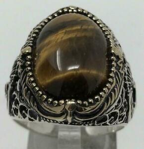 925 Sterling Silver Natural Certified 7 Ct Oval  Cats Eye Christmas Mens Ring