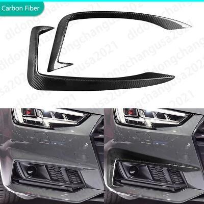 Real Dry Carbon Fiber Front Bumper Splitter Canard Fin For Audi A4 S4 B9 2017-19 - Image 1 of 4