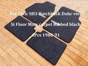 For Civic SH3 Hatchback Dohc vtec Si Floor Mats carpet Ribbed black 4Pcs 88-91 - Foto 1 di 7