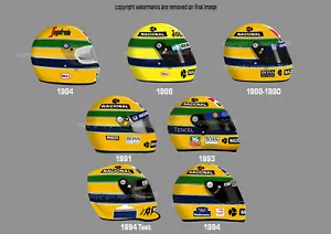 x2 Ayrton Senna F1 Helmet Stickers Vinyl 1984 -1994 McLaren Lotus - Scuderia GP - Picture 1 of 17