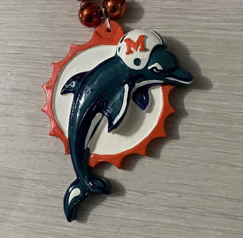NFL Miami Dolphins Bead Necklace  Multicolor Beads NEW Cover