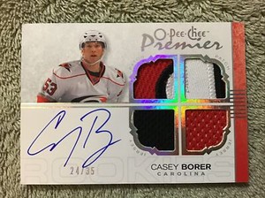 2007-08 OPeeChee Premier CASEY BORER Rookie RC Patch Autograph #/35 Hurricanes