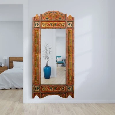 Moldura de piso laranja comprimento total para espelho, marroquina pintada à mão (sem vidro) - Imagem 1 de 4