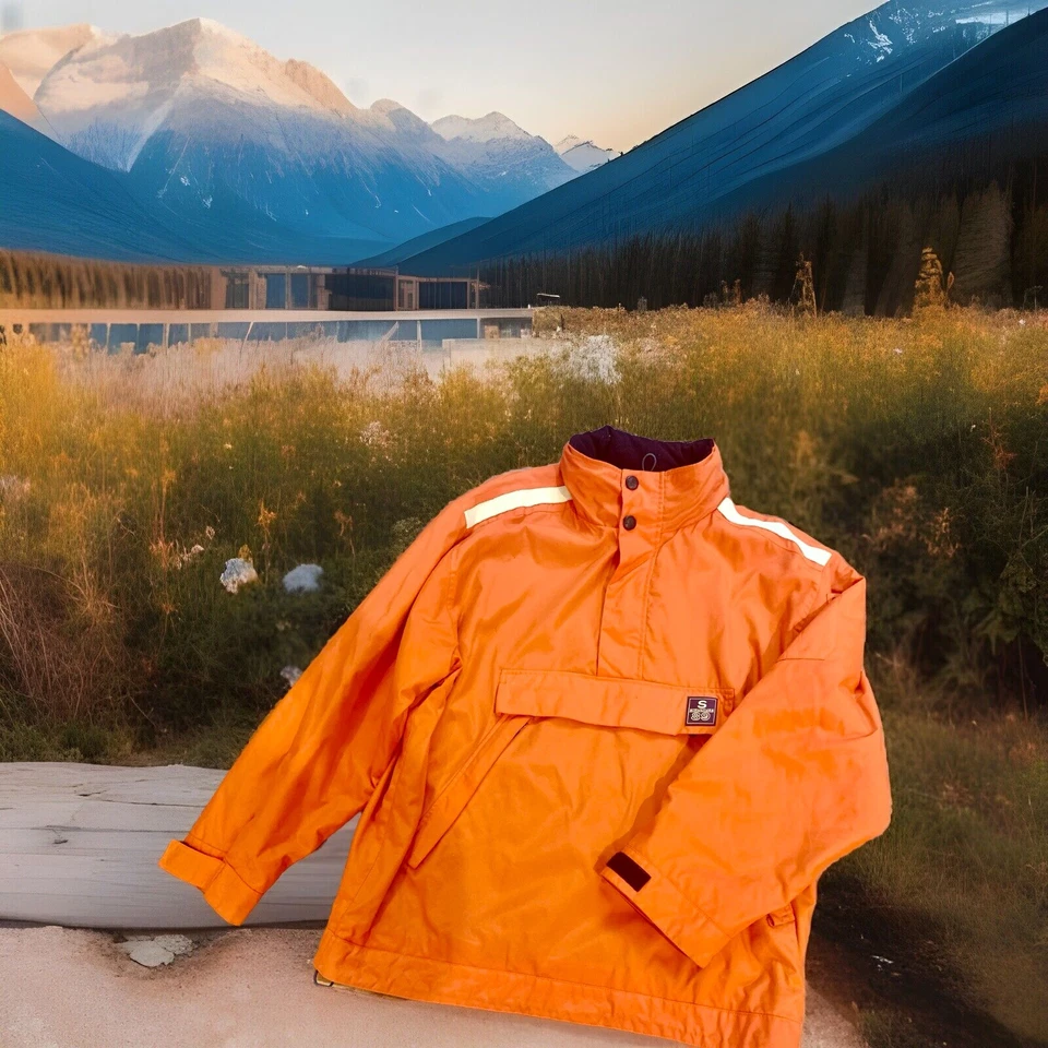 Структура Sport мужской пуловер куртка 1/4 молнии/snap оранжевый капюшон стороны молнии с подкладкой XL - Изображение 1 из 4