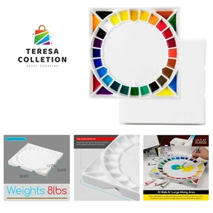 Große 32-Well Keramik Aquarell Palette mit Deckel, Porzellan Farbpalette fo... - Bild 1 von 7