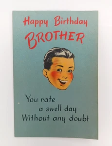 Norcross Happy Birthday Brother Greeting Card, 3-D Foldout Pop Up 1940s or 1950s - Picture 1 of 8