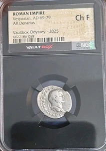 NGC Roman AR Denarius VESPASIAN AD69-79 NGC Ancients Silver - Ch F - Brushed - Picture 1 of 2