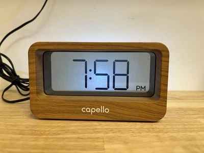 Reloj Despertador Digital Ventana Capello con Cargador USB 2A Acabado Madera Foto 1 de 4