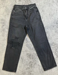 American Eagle Damen Highest Rise 90s Boyfriend Gr. 2 kurze schwarze Ripped Jeans - Bild 1 von 9