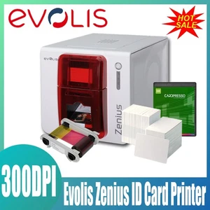 Evolis Zenius 300DPI Classic Single Side Fire Red Photo ID Card Printer Bundle - Picture 1 of 7