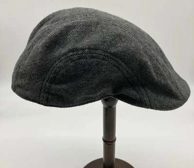 Biltmore 1917 Driver Newsboy Hat Cap Grey Herringbone Tweed L Driver Gatsby - Image 1 of 4
