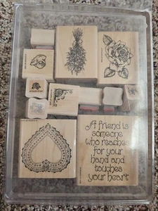 Stampin' Up "Victorian Rose" Lace Heart, Friends, Rose, Rubber Stamp Set RARE - Picture 1 of 8