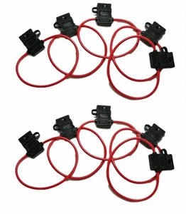 10 x 10 Gauge ATC In-Line Fuse Holder w/Covers Clear Transparent Red Cable - Picture 1 of 2