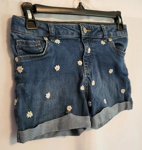 Girl's L 10/12 Denim Shorts Embroidered Daisies Floral Adorable (Cat & Jack) - Picture 1 of 5