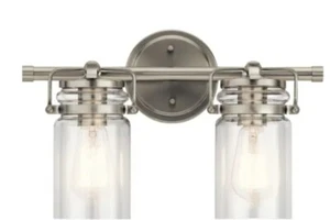 Kichler 45688NI Brinley Bathroom Vanity Light, 2 Light Farmhouse Brushed Nickel - Picture 1 of 4