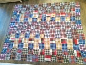 Handgefertigte Quilt Top 84"" x 70"" Patchwork gestreifte karierte Decke voll/Königin Projekt - Bild 1 von 10