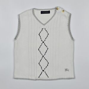 BURBERRY Baby Kids Knit Cotton Vest Sweater Pullover Sleeveless 2 Years