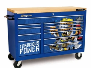 Snap On Tool Box Roll Cab 40" Naklejka Grafika Ferocious Power Dirty Donny Blue - Zdjęcie 1 z 4