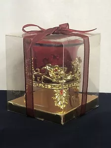 Ornate Gold Tone Jeweled Butterfly Stand w/ Red Glass Votive Candle Holder NIB - Picture 1 of 16