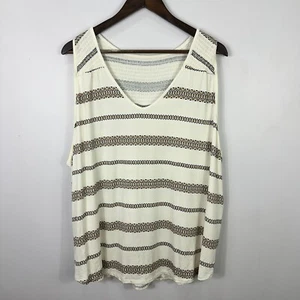 Market And Spruce Tank Top Women 3X Ivory Boho Striped Minimalist Resort Summer - Picture 1 of 5