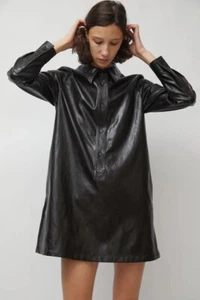 No. 6 Store Sz. Medium Annick Dress Faux Leather Popover Tunic Black Made in NYC - Picture 1 of 7