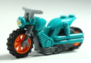 LEGO® Flywheel Stunt Bike Teal with Orange Wheels City Stuntz Motorcycle - Picture 1 of 15