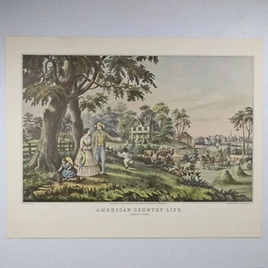 Litografía American Country Life Summer Evening Currier & Ives 11 3/4" x 13" - Imagen 1 de 4