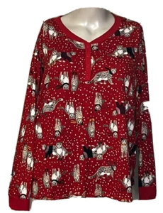 Christmas 3X 2PC PAJAMA SET Red Cheetah Snow Print Super Soft SECRET TREASURES - Picture 1 of 12