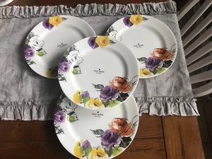 Kate Spade New York 4 NEU MIT ETIKETT BLUMEN SPEISETELLER ANTHRAZIT FLORAL - Bild 1 von 3