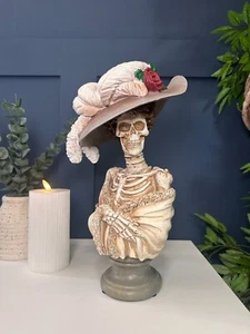 Skelett Dame Büste Ornament | Halloween Gothic Wohnaccessoires - Bild 1 von 11