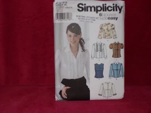 ๐ SIMPLICITY #5872 - LADIES LEG OF MUTTON SLEEVED BLOUSE - SHIRT PATTERN 4-10FF - Picture 1 of 2