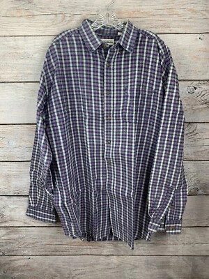 John Weitz 格子纽扣衬衫男式 XL 长袖多色 — 第 1/4 张图片