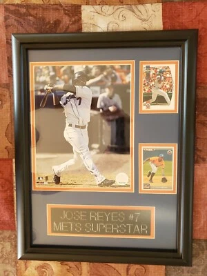 Jose Reyes "Mets Superstar" Collectible, 2005, 14x18 Wood Framed Photo Collage - Image 1 of 4