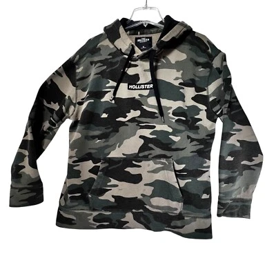Hollister Hombres Camuflada Sudadera con Capucha XL Pullover Sudadera Forrada de Vellón Bolsillo Canguro Foto 1 de 4