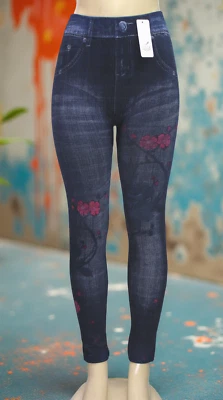 Leggings Julia Moda Para Mujer Estampado Denim Azul Floral Talla Única Foto 1 de 4