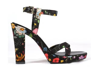 GUCCI NEW AUTH $1299 Women's Black Floral Canvas Platform Sandals Size 5.5 - Picture 1 of 12