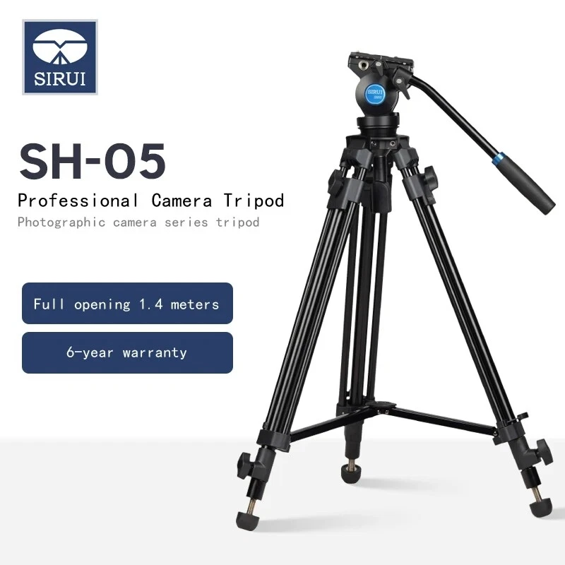 SIRUI SH05 Video Tripod with 360°Fluid Head 55.1″Tripod Max Load 13.2lbs