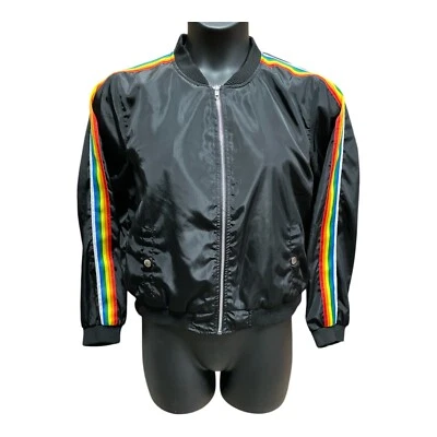 Outer Edge Black Rainbow Striped Sleeve Jacket Junior Size XL - Image 1 of 3