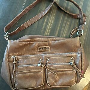 Vintage UnionBay Brown Leather Shoulder Bag Pebbled Large Purse