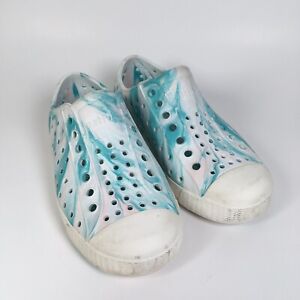 Native Childrens Shoes Size C11 Teal White Pink Marbled Tie Dye 