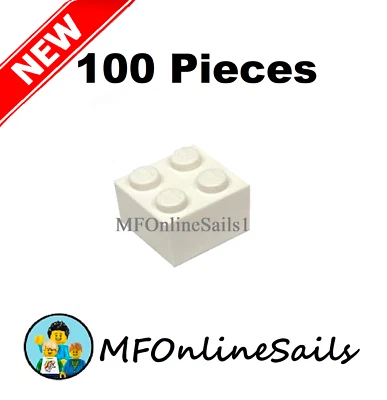 100x NEW LEGO 2x2 White Bricks Piece # 3003 - BULK large bricks - Image 1 of 4