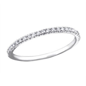 Schmaler Ring mit Steinen Zirkonia Stapelring Sterling Silber 925 Valentinstag